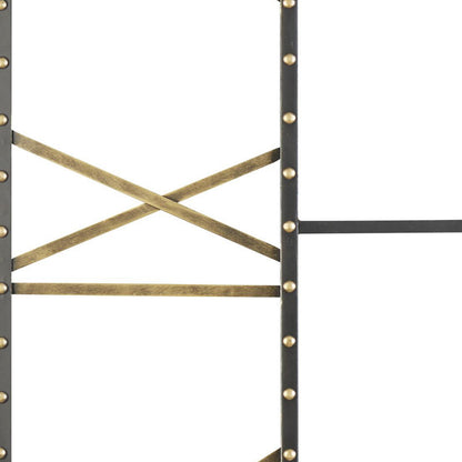 Square Open Frame Metal Wall Clock with Roman Numerals, Black and Gold
