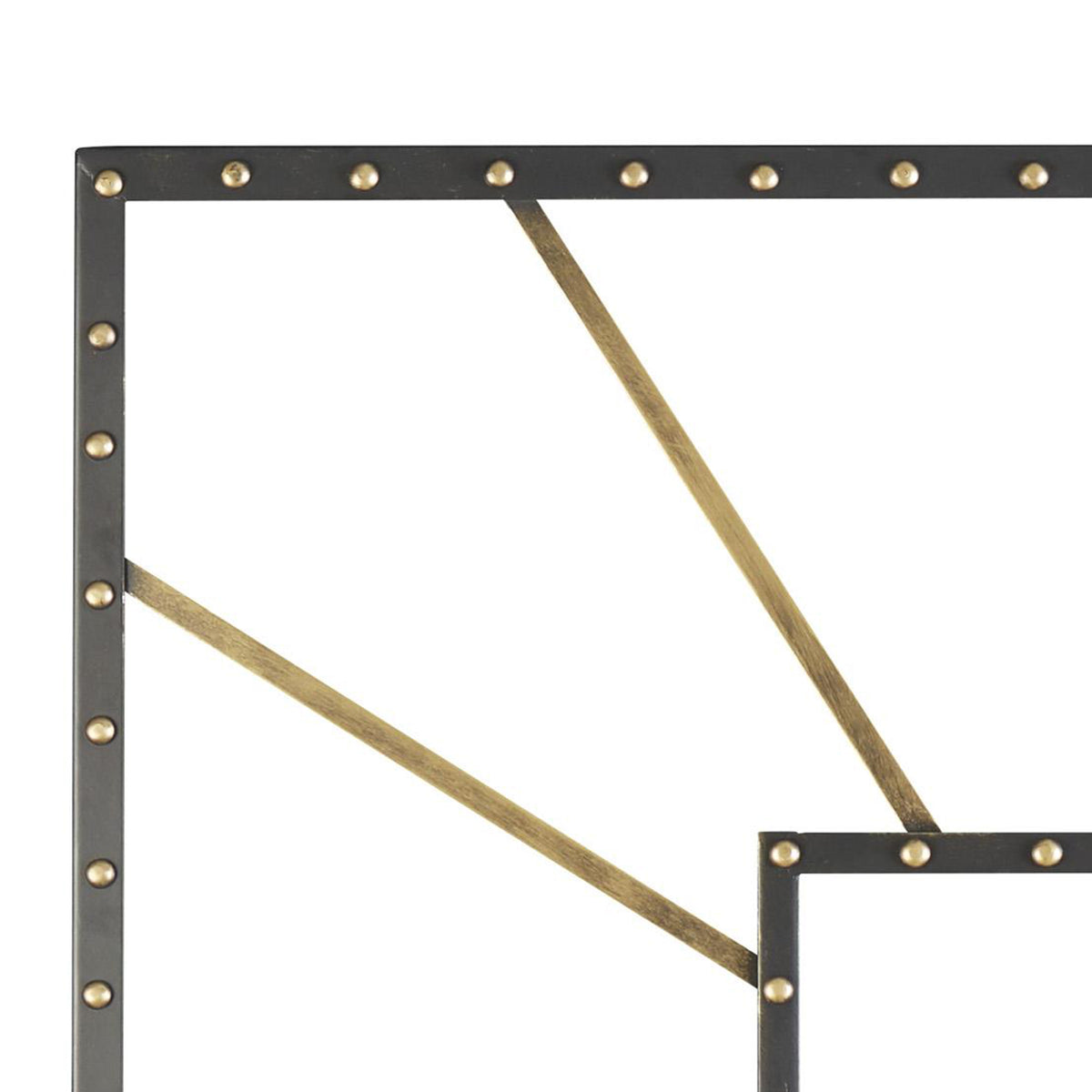 Square Open Frame Metal Wall Clock with Roman Numerals, Black and Gold