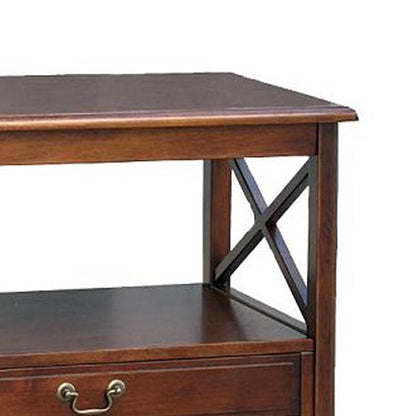 Wooden TV Stand with 2 Drawers and 1 Open Shelf, Dark Brown
