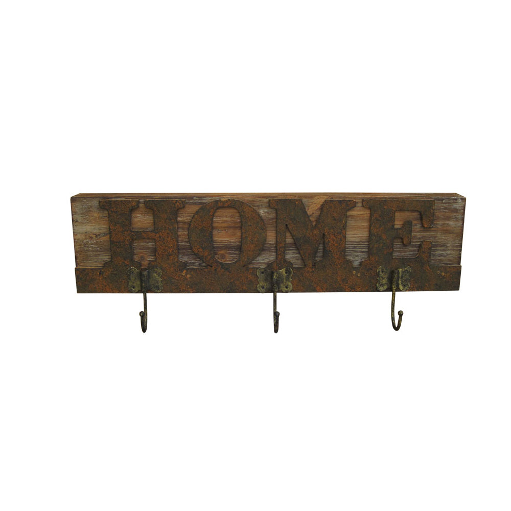 Traditional Wooden Rustic Plaque with Home Engraved, Set of 2, Brown — Chic Home-Decor