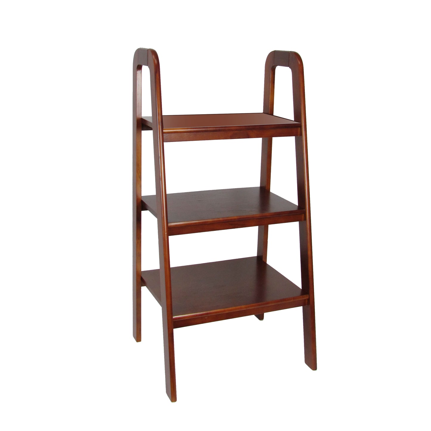 3-tier wooden storage ladder stand in brown with open back and sides by Benzara