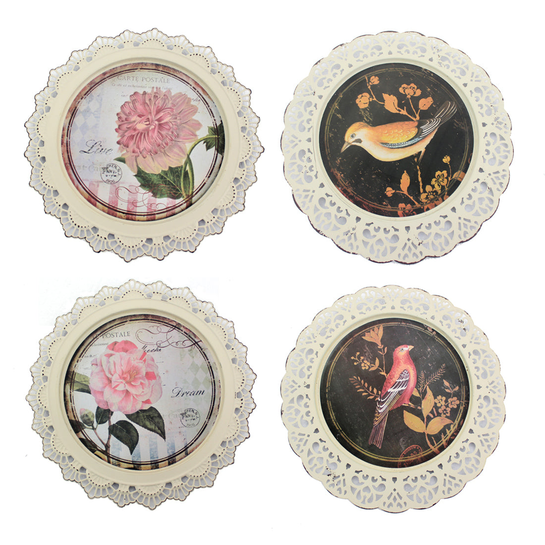 4 Piece Transitional Plate Design Wall Decor with Nature Theme, Multicolor — Chic Home-Decor
