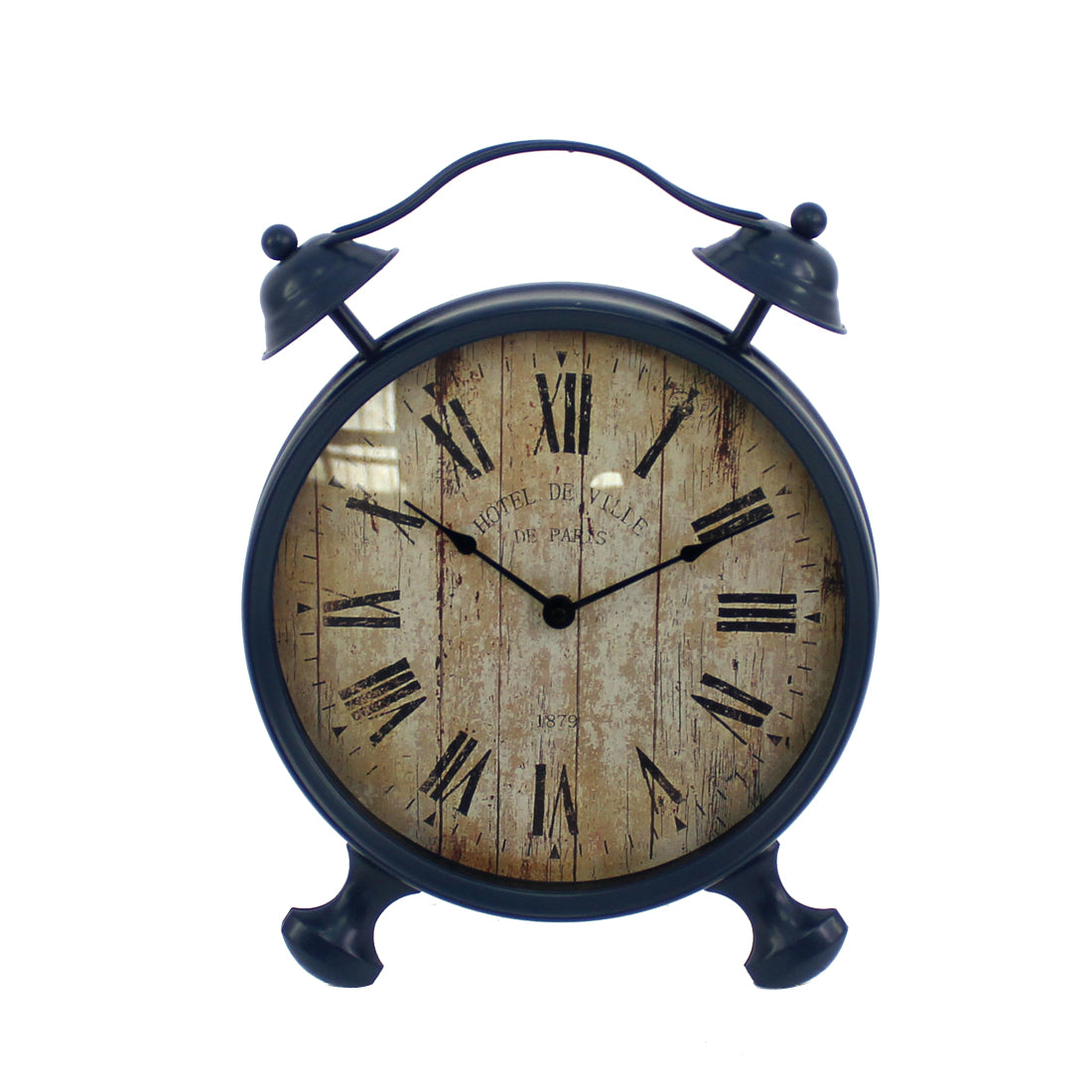 Antique Clock Design Metal Wall Decor Set of 2 with Spade Needles, Blue — Chic Home-Decor