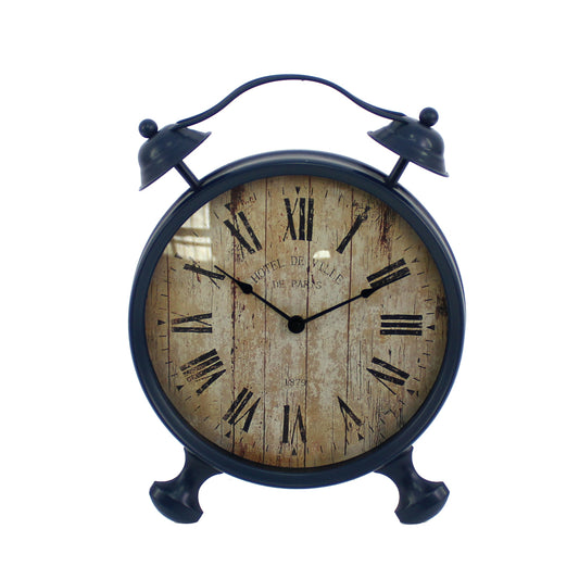 Antique Clock Design Metal Wall Decor Set of 2 with Spade Needles, Blue — Chic Home-Decor