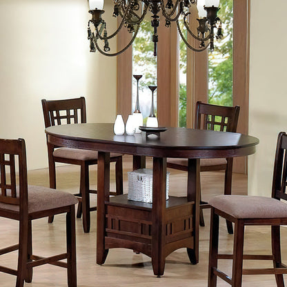 Counter Height Wooden Dining Table with Open Bottom Shelf, Gray