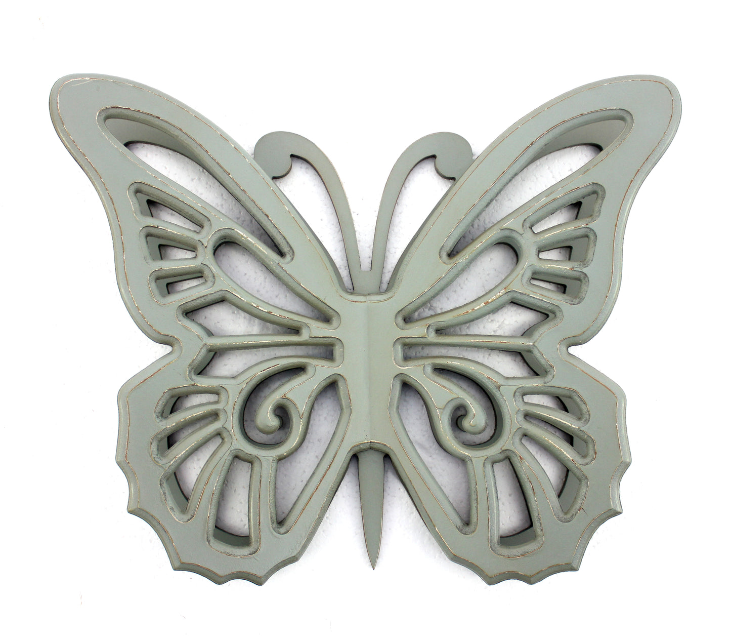 Set of 2 Wooden Butterfly Wall Plaque with Cutout Detail, Light Gray — Chic Home-Decor