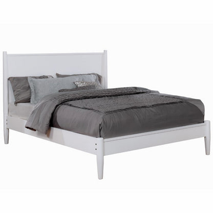 Wooden Eastern King Size Bed with Panel Headboard, White — Chic Home-Decor