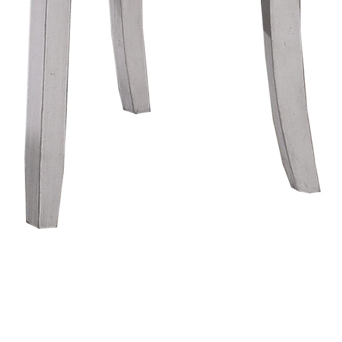 Wooden Side Chair with Fabric Upholstered Seat, Set of 2, White and Gray