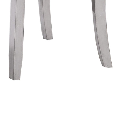 Wooden Side Chair with Fabric Upholstered Seat, Set of 2, White and Gray
