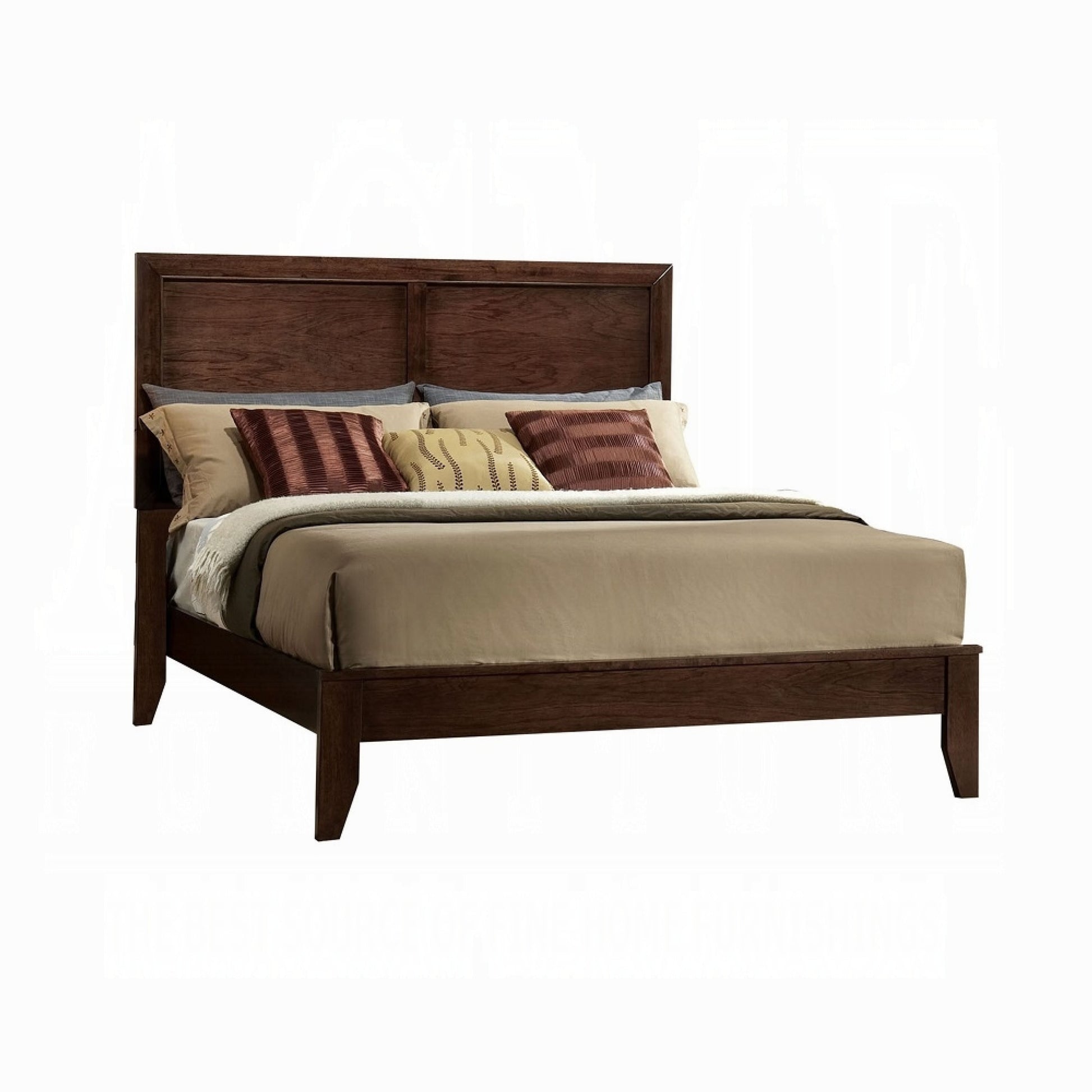 Paneled Eastern King Low Profile Bed with Chamfered Legs, Brown — Chic Home-Decor