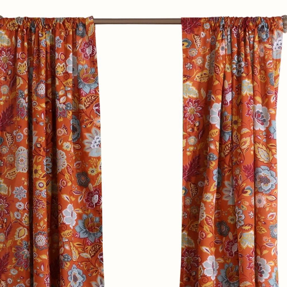4 Piece Polyester Window Panel Set with Floral Print, Multicolor