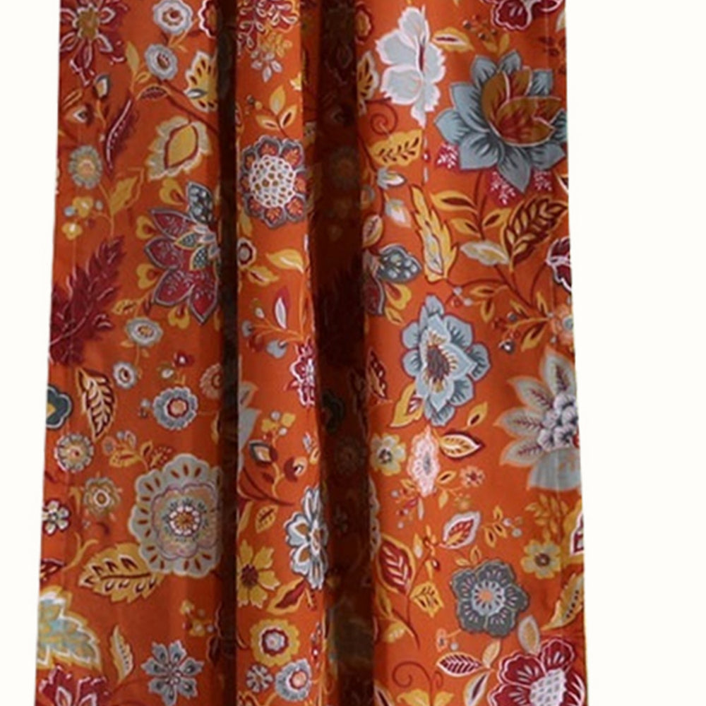 4 Piece Polyester Window Panel Set with Floral Print, Multicolor