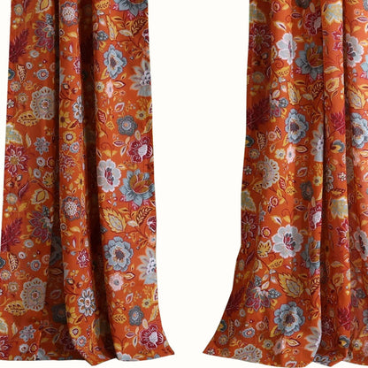 4 Piece Polyester Window Panel Set with Floral Print, Multicolor