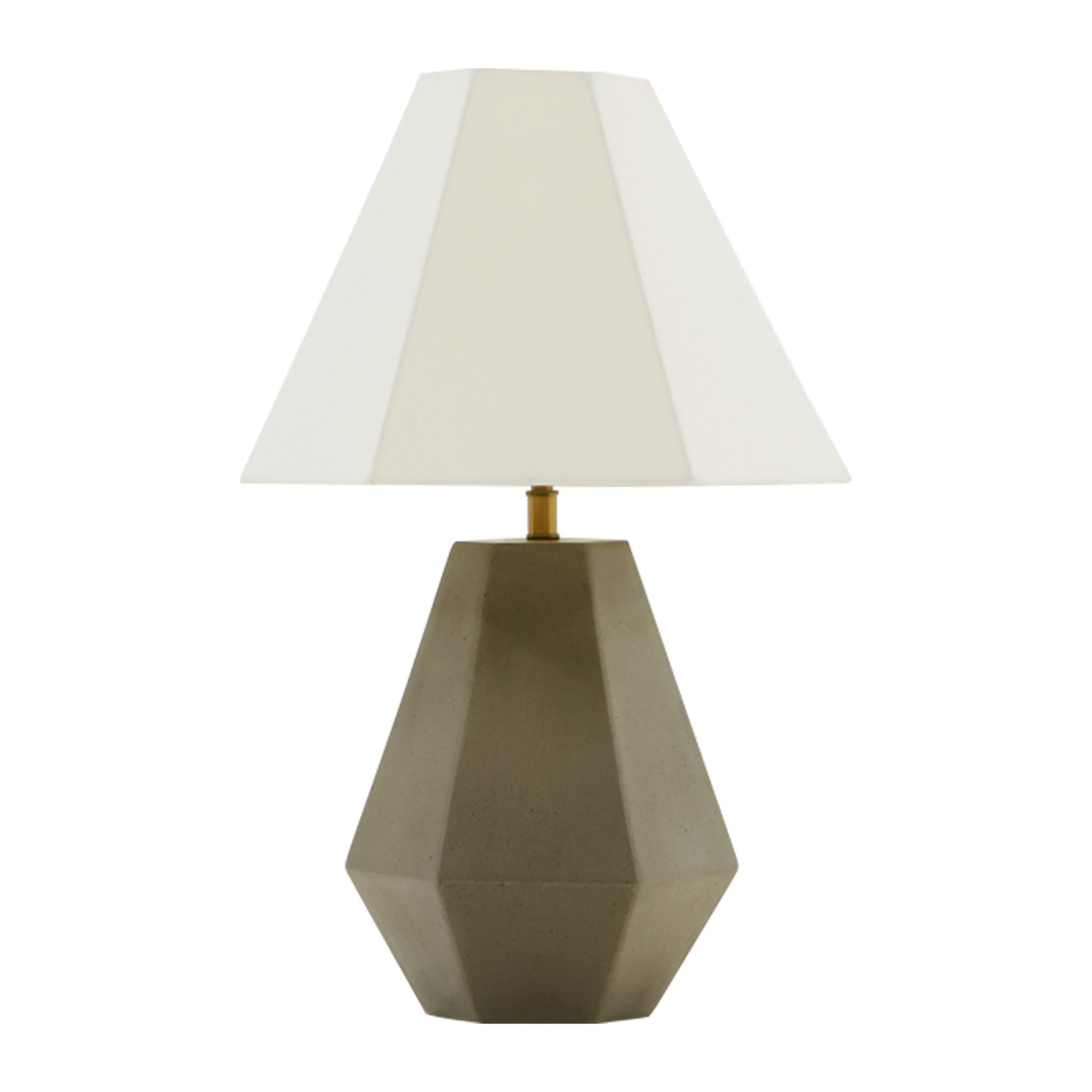 Table lamp with a faceted concrete base and white-gray empire shade
