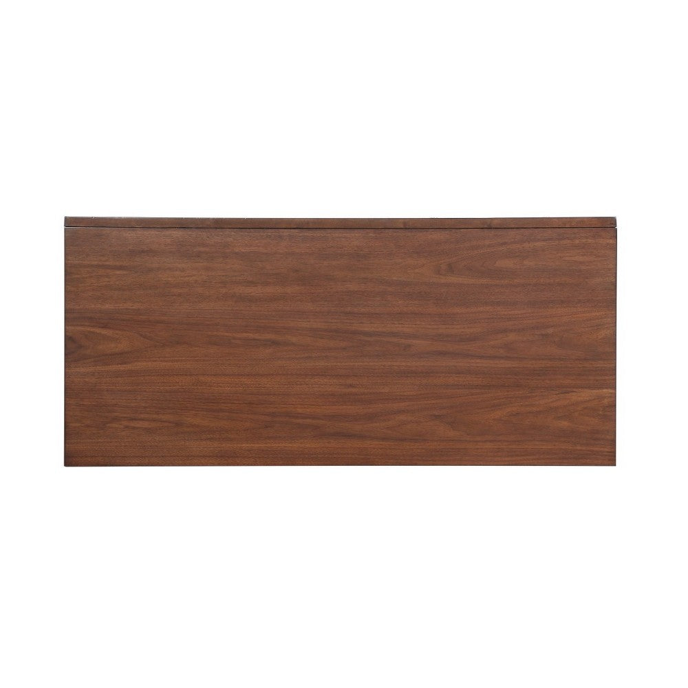 3 Drawer Wooden Writing Desk with Splayed Legs, Walnut Brown
