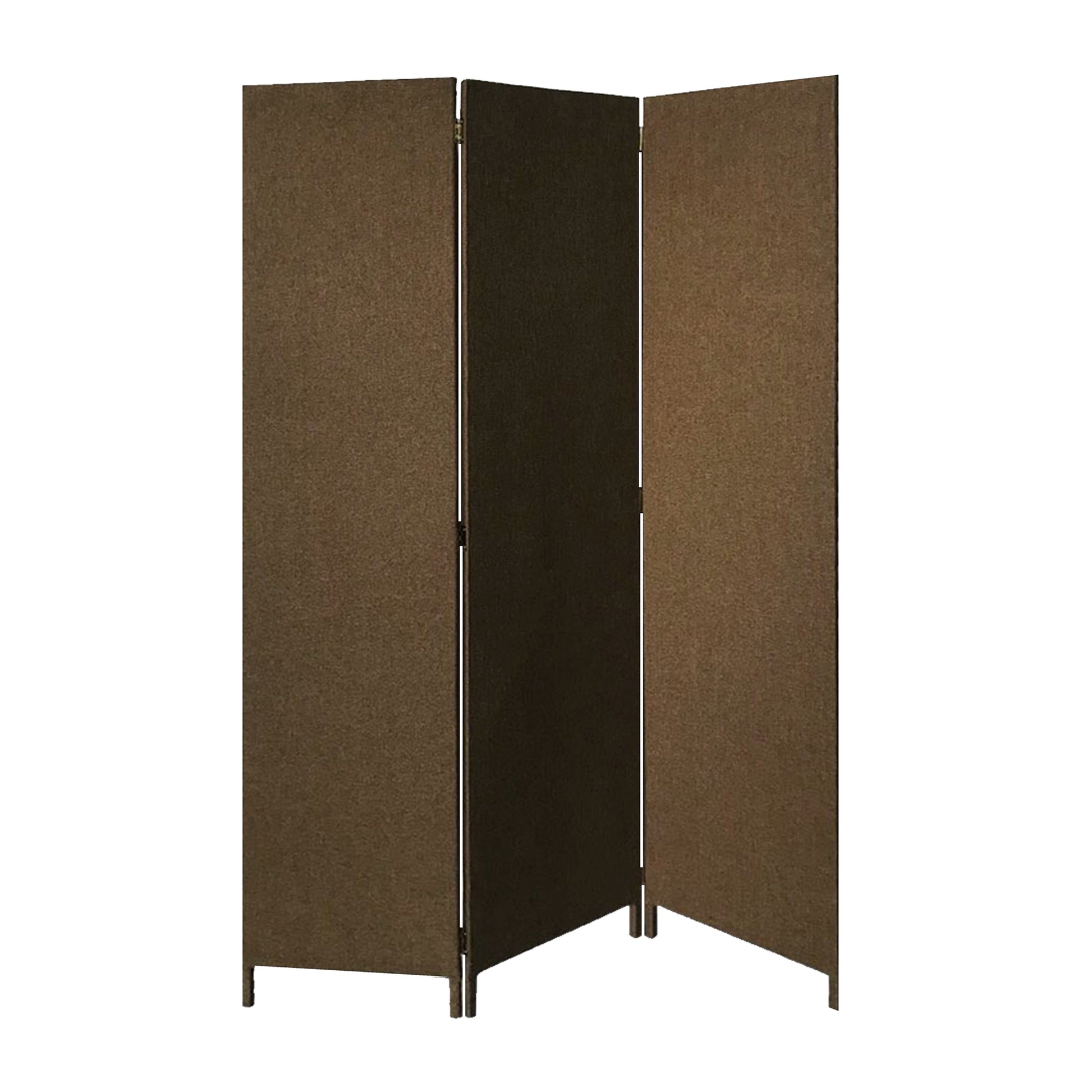 3 Panel Fabric Upholstered Wooden Screen with Straight Legs, Brown — Chic Home-Decor