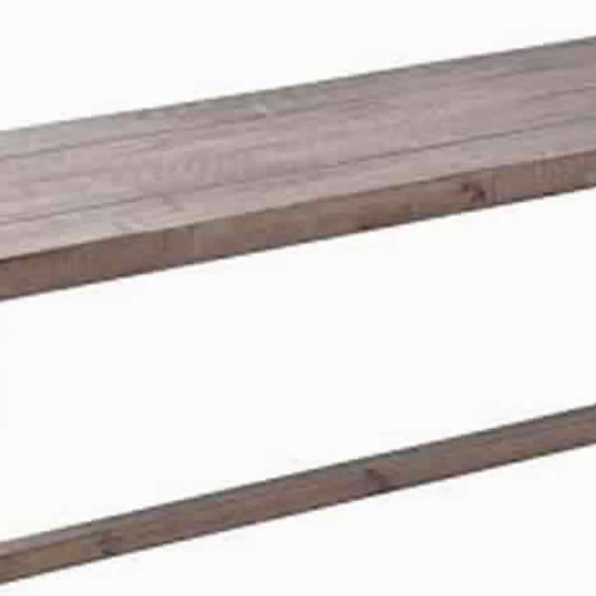 Farmhouse Wooden Dining Bench with Grain Details and Plank Top, Brown