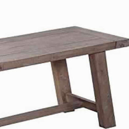 Farmhouse Wooden Dining Bench with Grain Details and Plank Top, Brown