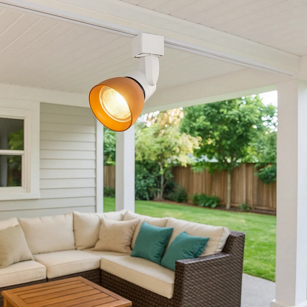 10W Integrated LED Track Fixture with Polycarbonate Head, Orange and White