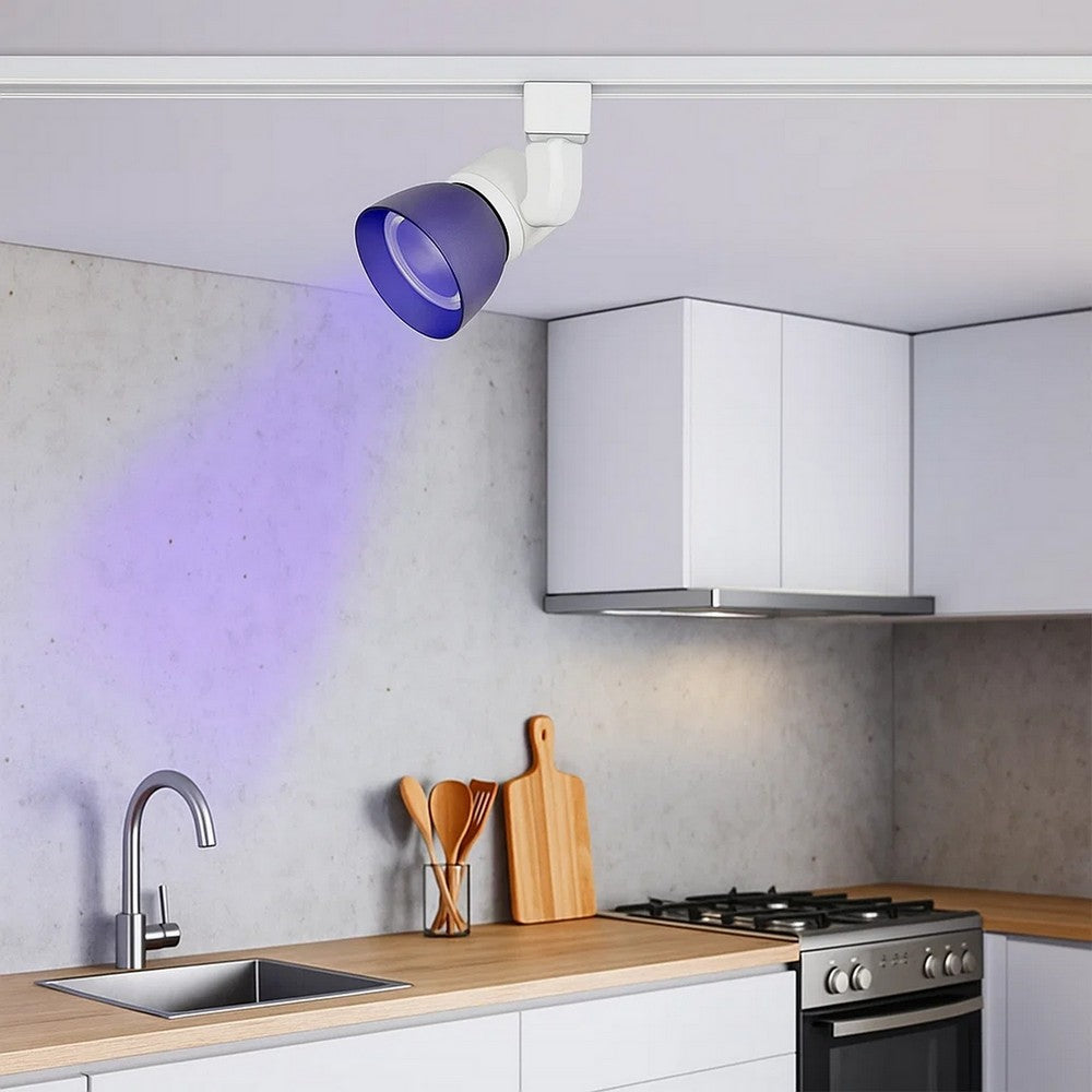 10W Integrated Metal and Polycarbonate LED Track Fixture, White and Blue