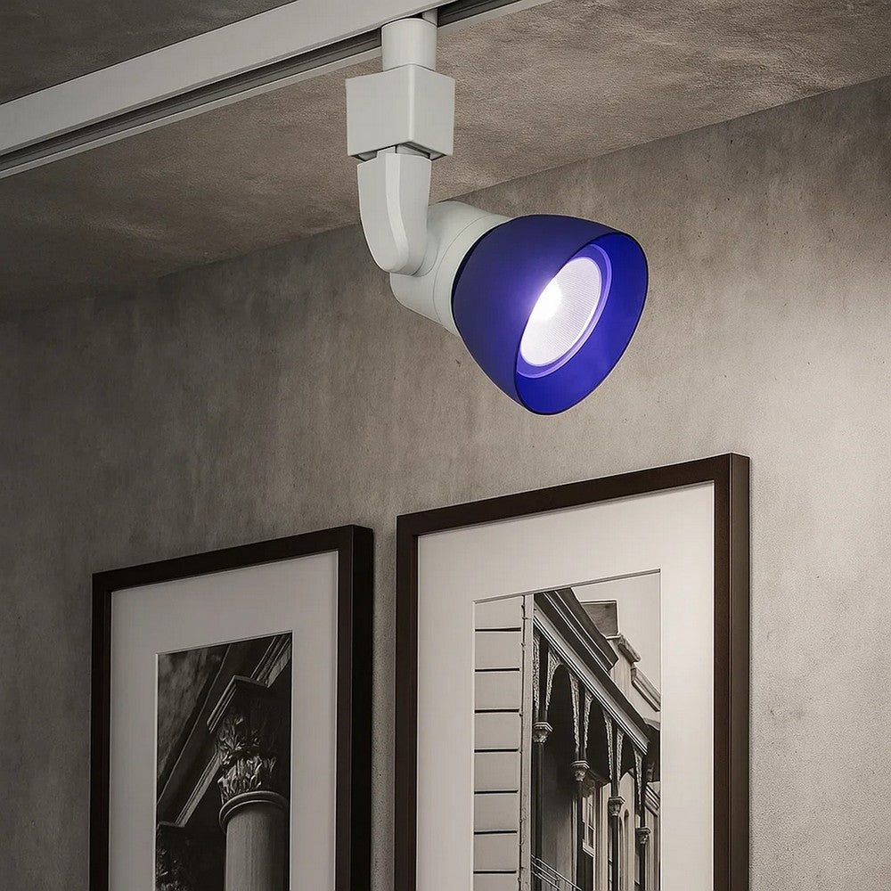 10W Integrated Metal and Polycarbonate LED Track Fixture, White and Blue
