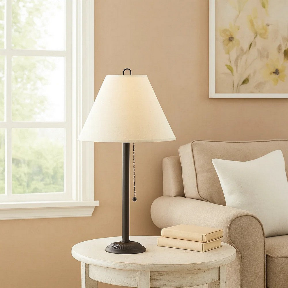 Paper Shade Metal Table Lamp with Pull Chain Switch,Set of 4,White and Black