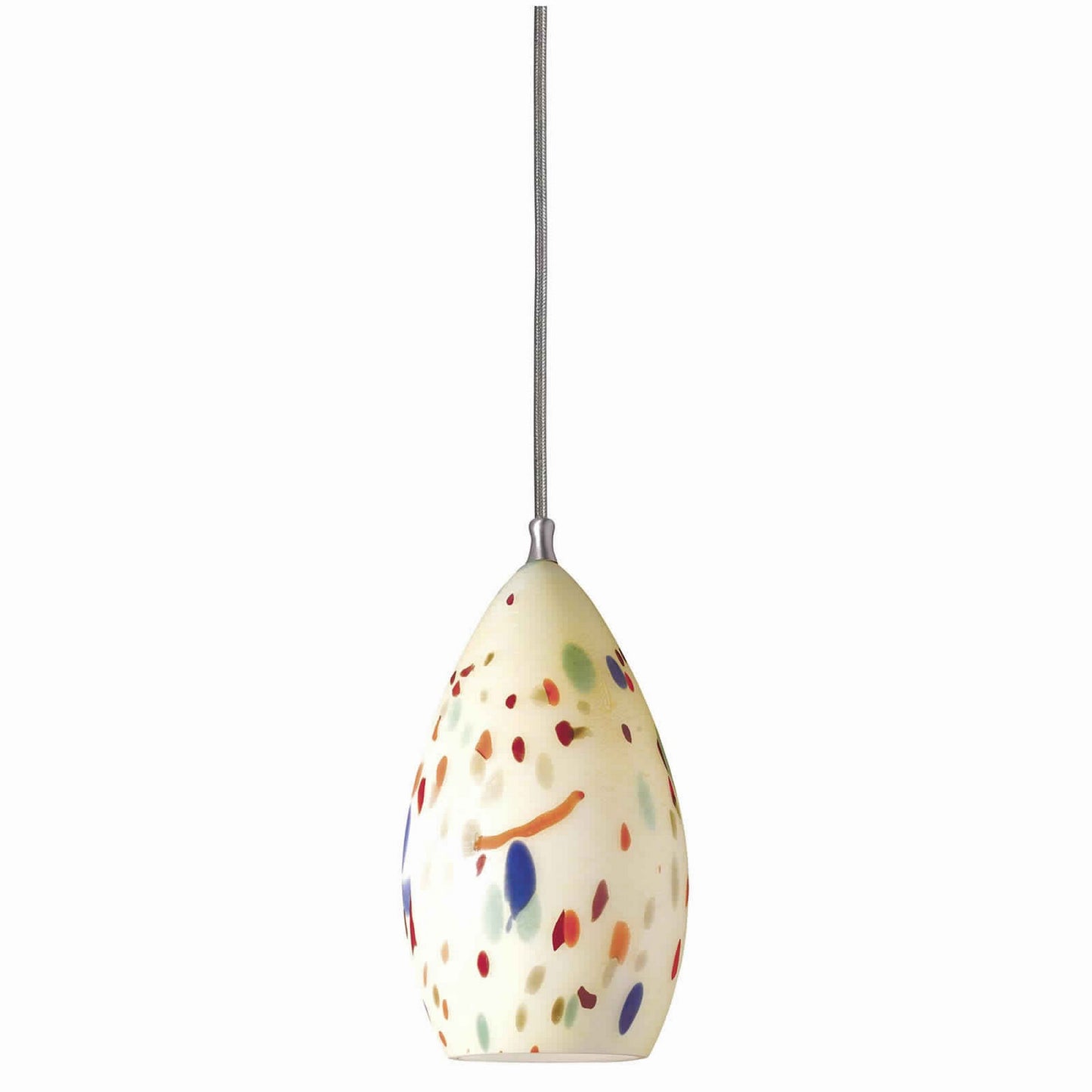 1-light cream speckled glass pendant with chrome canopy by Benzara