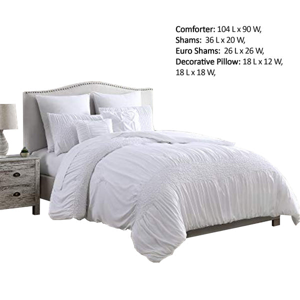 Hamburg 7 Piece King Size Comforter Set with Textured Details The Urban Port, White