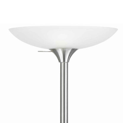 3 Way Torchiere Floor Lamp with Frosted Glass shade and Stable Base, White