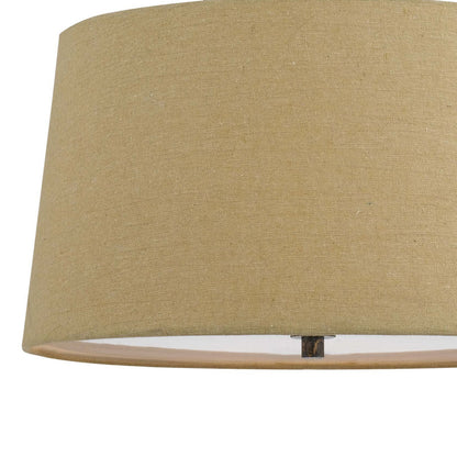 3 Bulb Pendent with Round Burlap Shade and Metal Frame, Beige