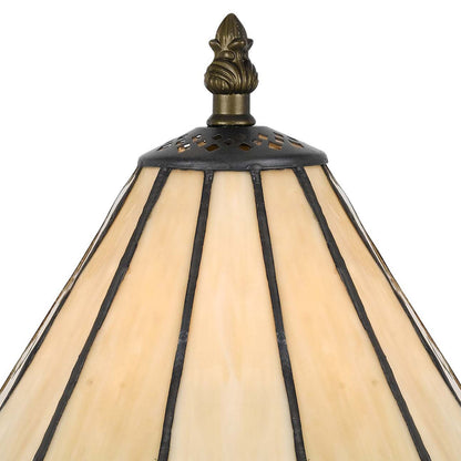 Tree Like Metal Body Tiffany Table lamp with Conical Shade,Bronze and Beige