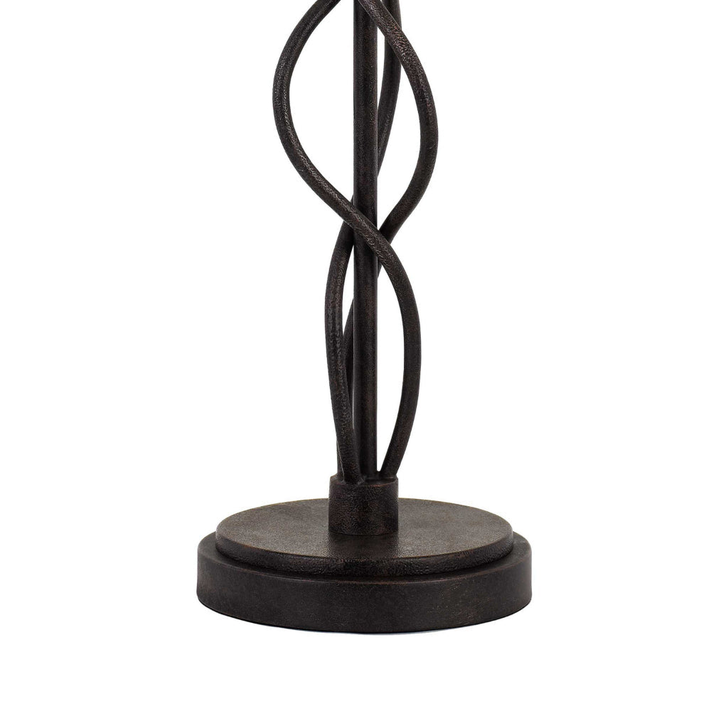Round Fabric Shade Table Lamp, Metal Spiral Base, White, Textured Bronze