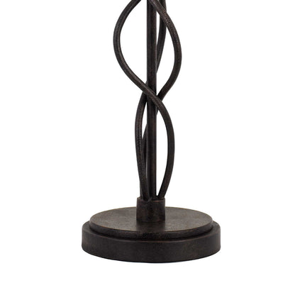 Round Fabric Shade Table Lamp, Metal Spiral Base, White, Textured Bronze