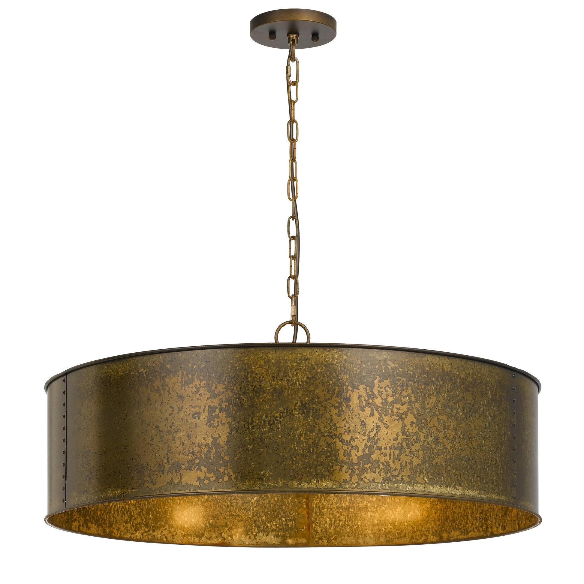 Chandelier, 60x5W round metal frame with 6 ft chain in distressed gold finish, Benzara