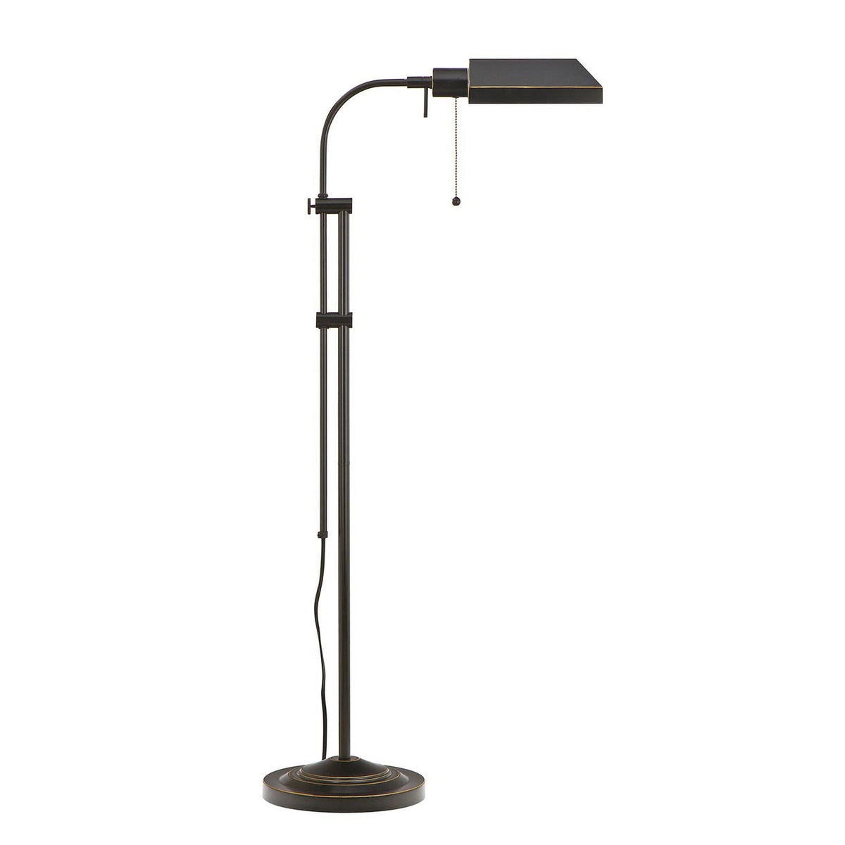Metal Rectangular Floor Lamp with Adjustable Pole, Dark Bronze