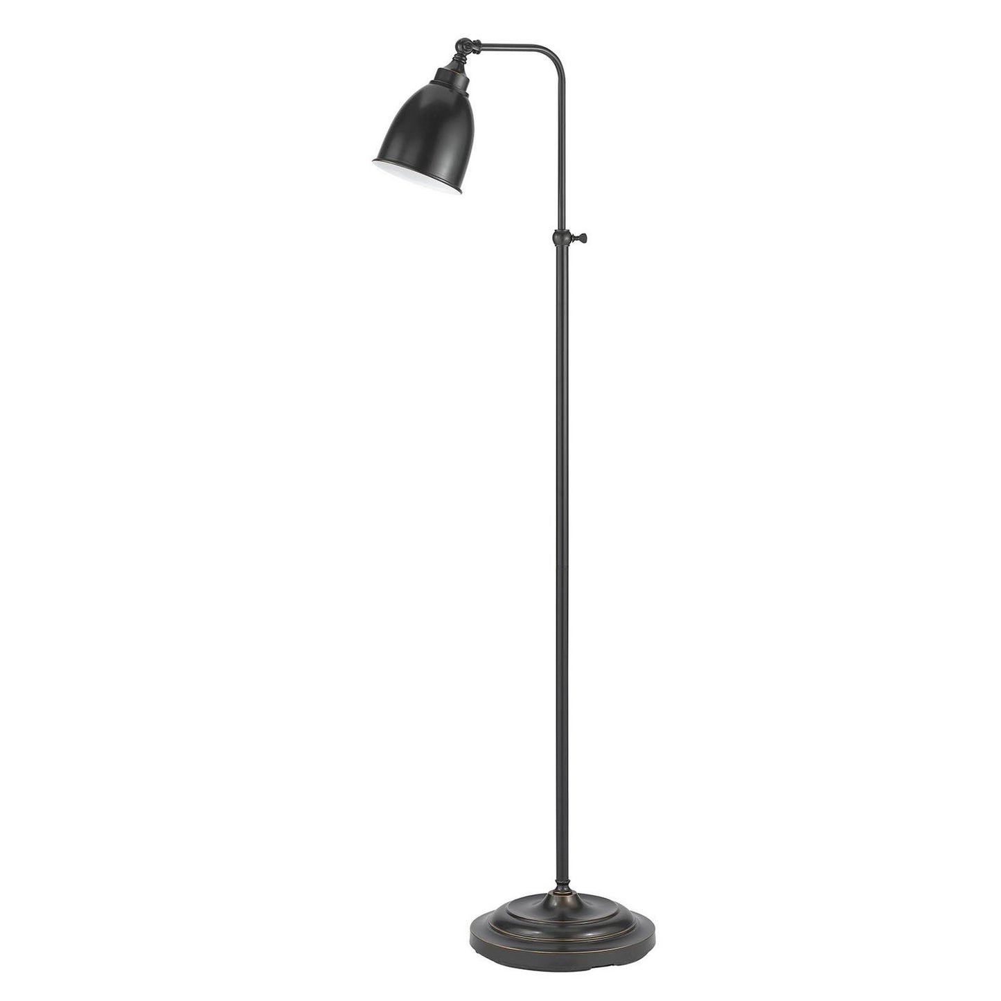 Metal round floor lamp, 62-inch tall with adjustable pole in dark bronze finish