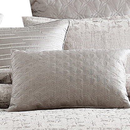 9 Piece Queen Polyester Comforter Set with Jacquard Print, Gray