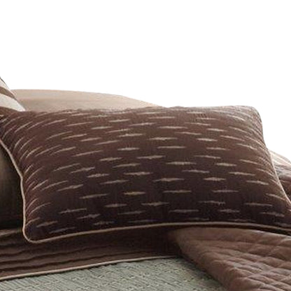 7 Piece Queen Comforter Set with Pleats and Texture, Gray and Brown