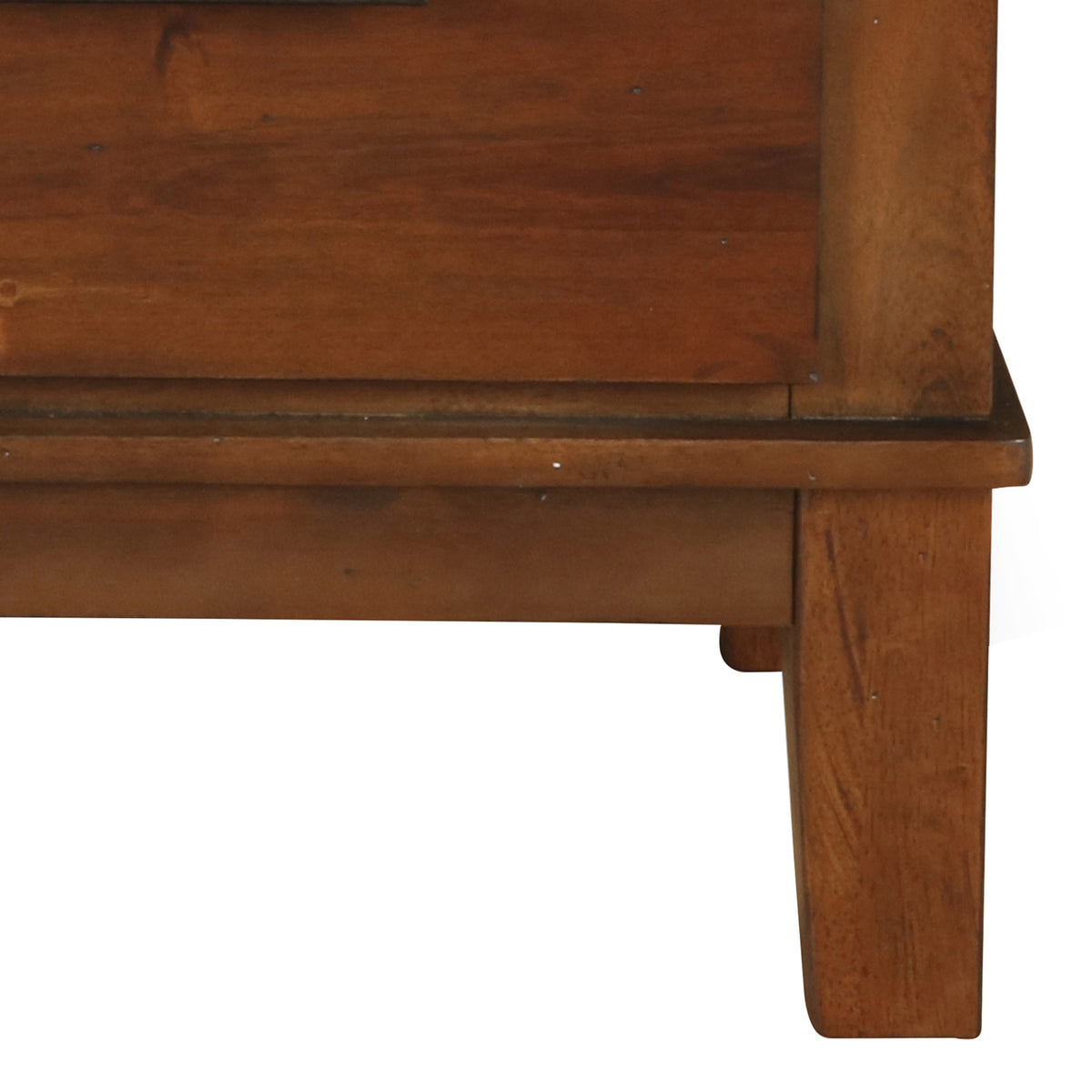 Wooden Nightstand with Chamfered Legs and 2 Spacious Drawers, Brown