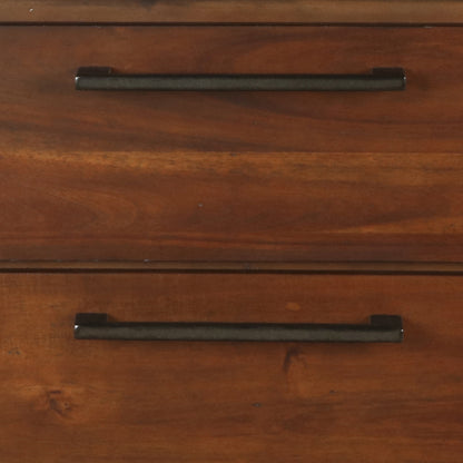 Wooden Nightstand with Chamfered Legs and 2 Spacious Drawers, Brown