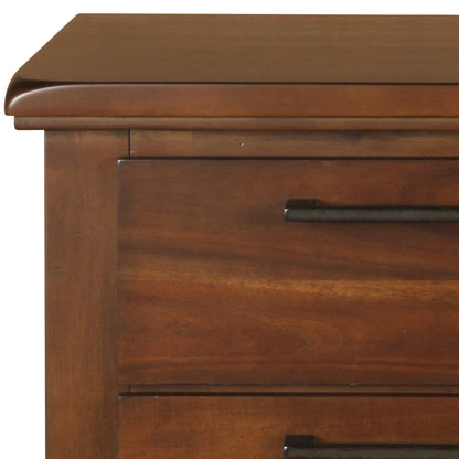 Wooden Nightstand with Chamfered Legs and 2 Spacious Drawers, Brown