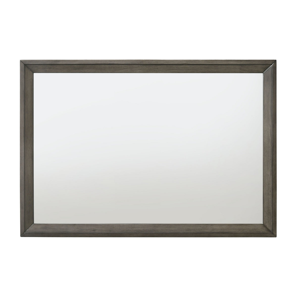 Rectangular wooden frame mirror in gray-silver finish with mounting hardware by Benzara