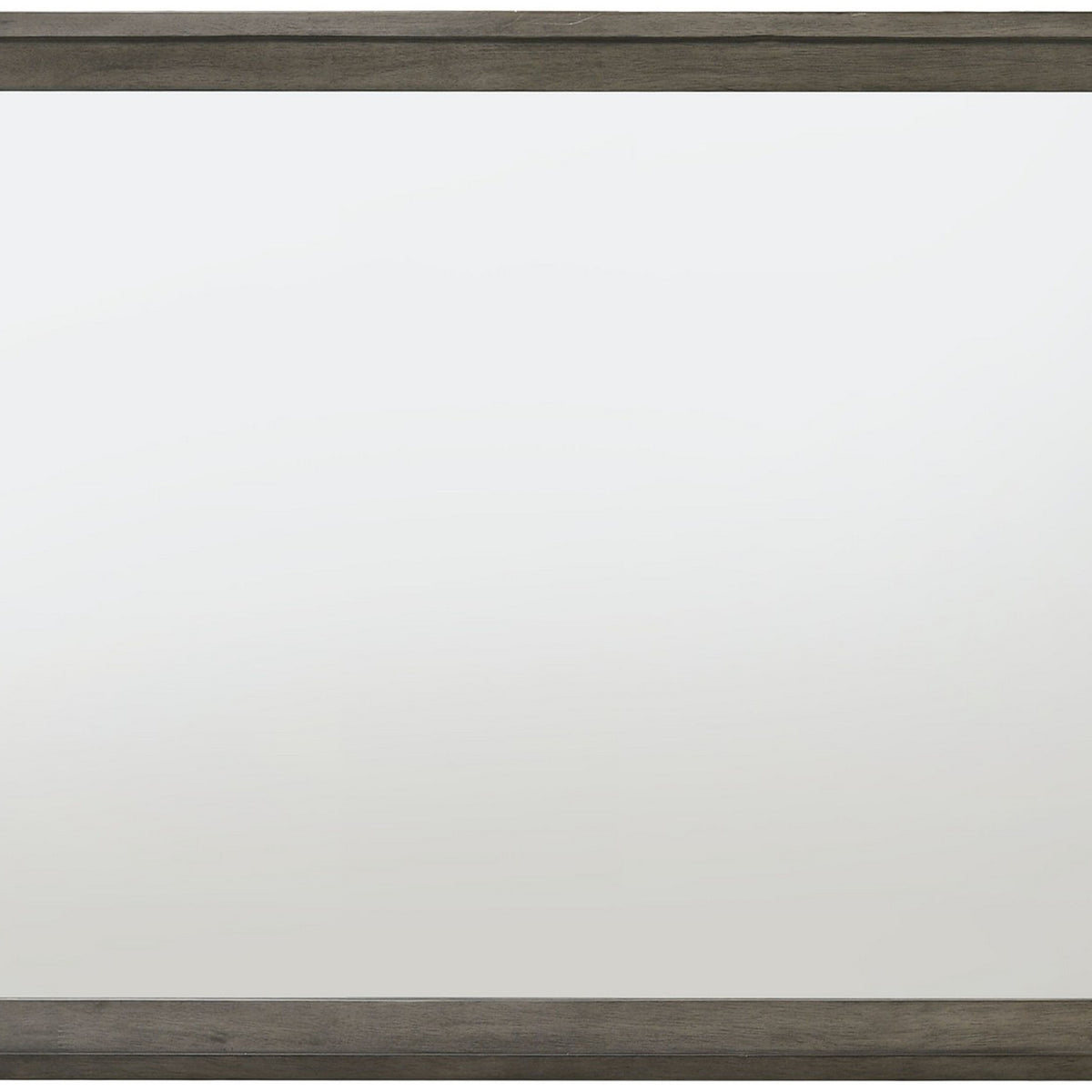 Rectangular Wooden Frame Mirror with Mounting Hardware, Gray and Silver