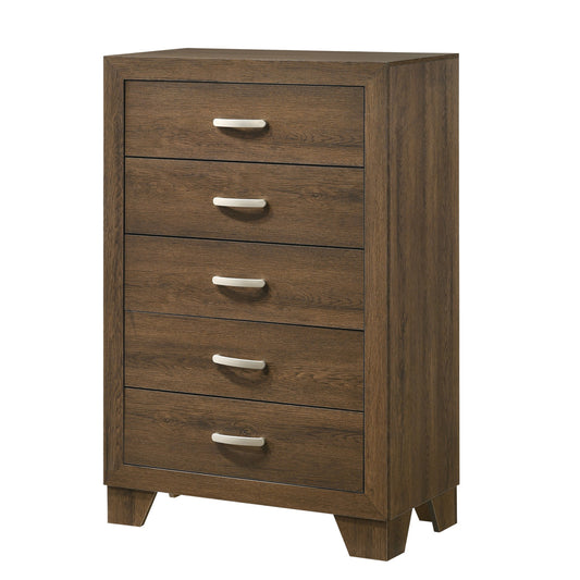 Transitional Style Wooden Chest with 2 Drawers and Metal Handles, Brown — Chic Home-Decor