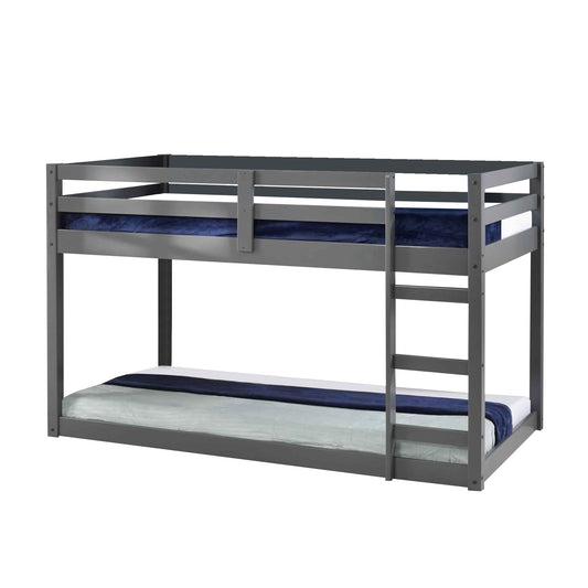 Twin Wooden Frame Loft Bed with Built In Ladder, Gray — Chic Home-Decor