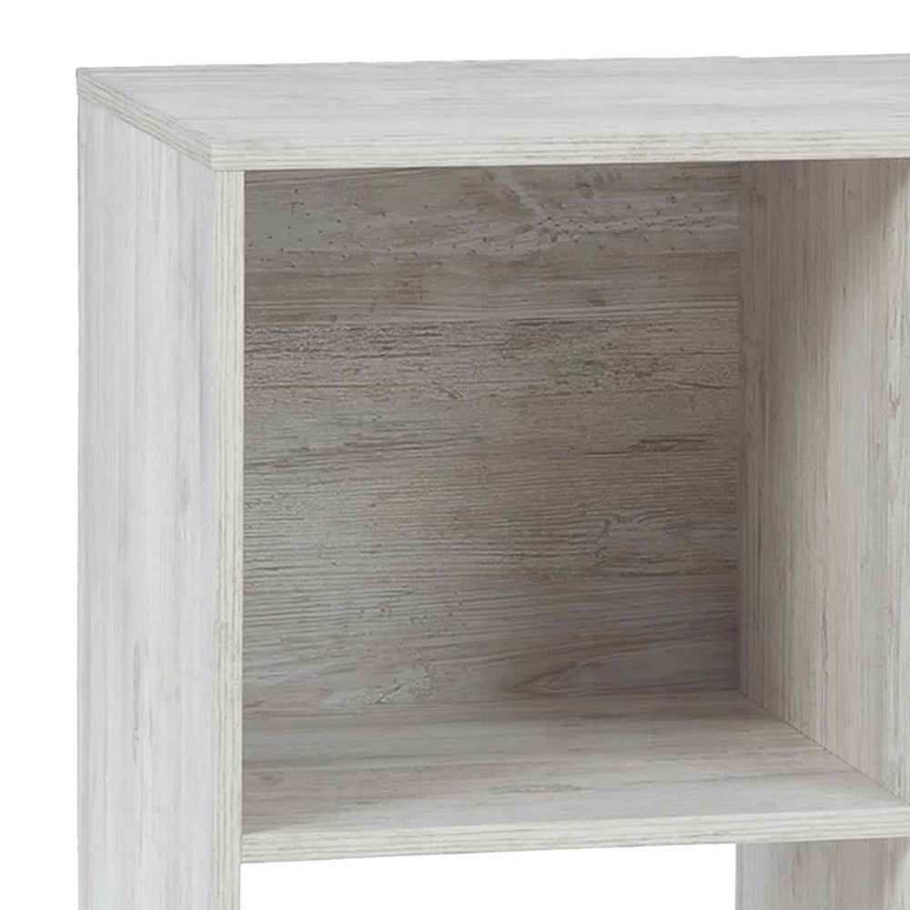 4 Cube Wooden Organizer with Grain Details, Washed White