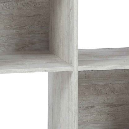 4 Cube Wooden Organizer with Grain Details, Washed White