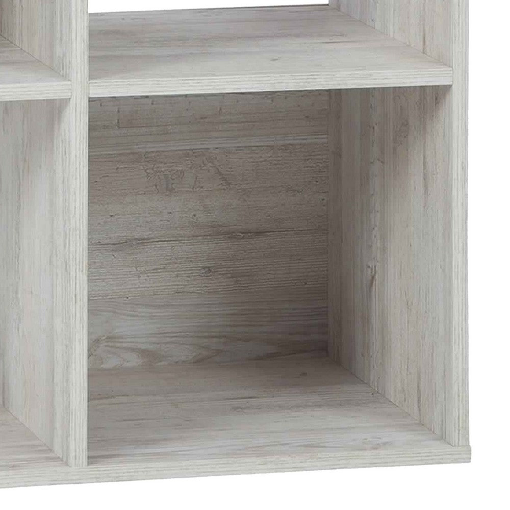 4 Cube Wooden Organizer with Grain Details, Washed White