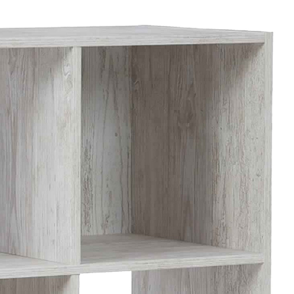 9 Cube Wooden Organizer with Grain Details, Washed White