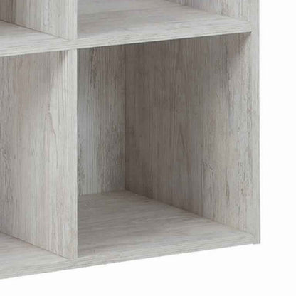 9 Cube Wooden Organizer with Grain Details, Washed White